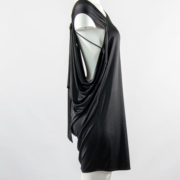HALSTON HERITAGE Cocktail Black Dress Draped Small 6 NEW - Picture 5 of 5